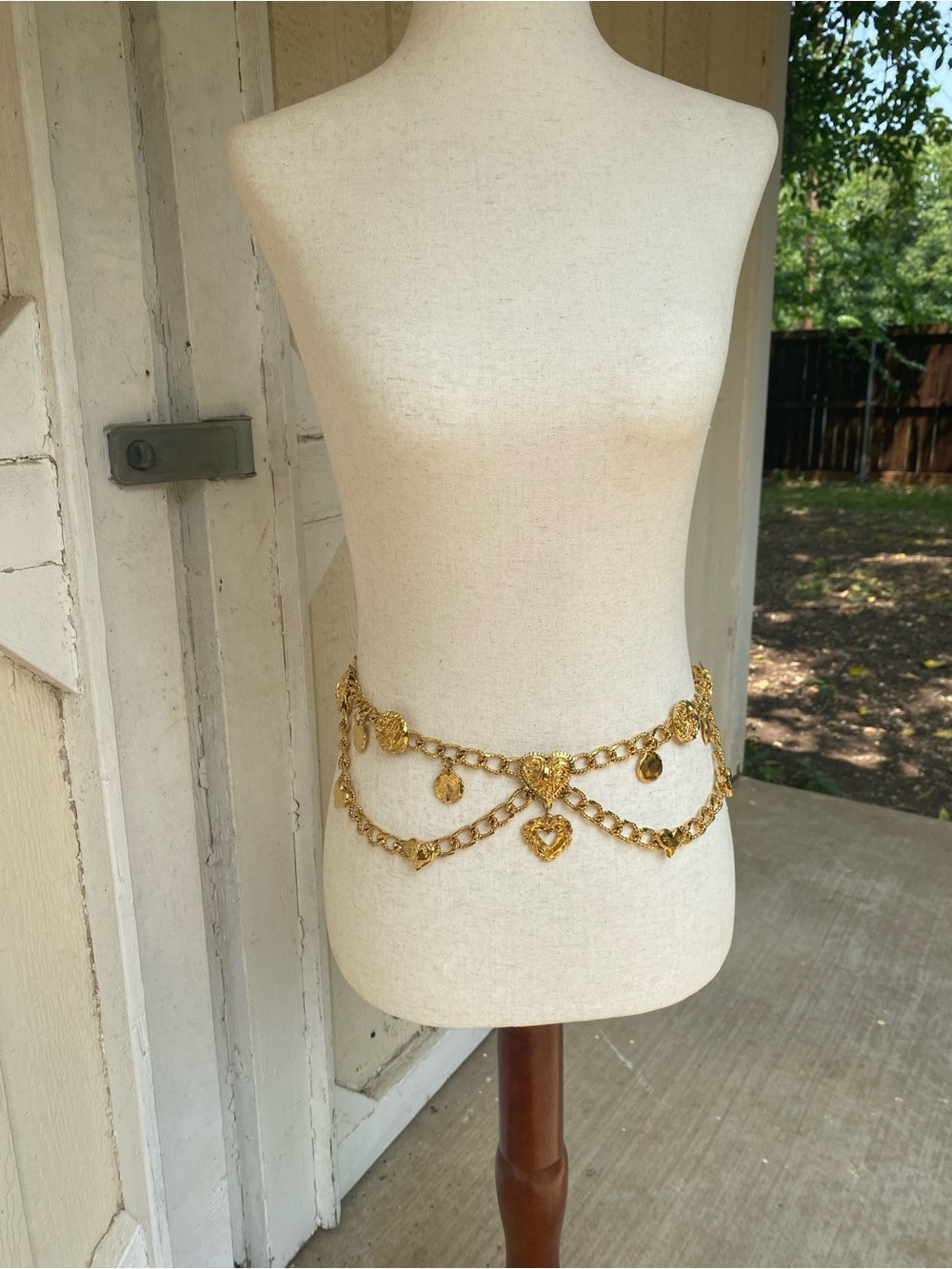 Custom Made Gold Heart Charm Chain Belt - Picture 2 of 10